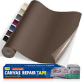 Self-Adhesive Canvas Repair Tape, 16" x 40" Waterproof Canvas Repair Patch, Fabric Patch Repairs Kit for Furniture, Tents, Sunbrellas, Boat Covers Awnings, Couches, Clothes, Bags Darker Brown