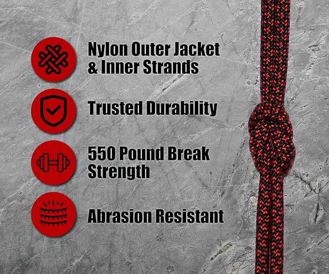 BORED? PARACORD! 550 lb Paracord - Ideal for Crafting, Camping, DIY Projects, Active & Military Outdoors - Strong Survival Rope - Tactical Parachute Cord Type III - Blood Diamonds 100 Feet