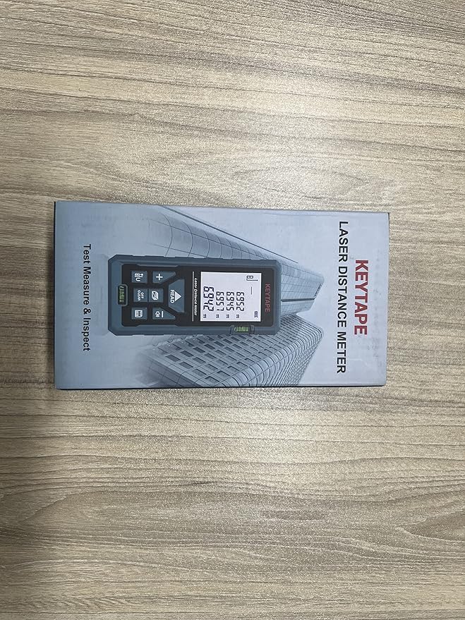 Laser Measure 328ft KEYTAPE Laser Distance Measure with Real Time, Upgraded M/in/FT/FT+in Unit Switching Backlit LCD and Pythagorean Mode, DT100 Portable Handle Digital Measurement Tool Range Finder