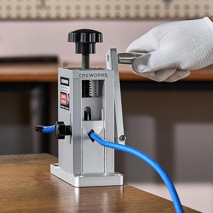 Manual Wire Stripper Machine with Adjustable Feed Hole, Portable Cable Wire Stripper for Scrap Copper Wire Recycling - Drill Powered, Copper Wire Stripping without Replacing Hole Plates