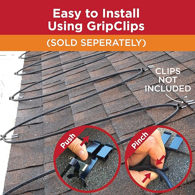 RADIANT SOLUTIONS HeatTapePro - Intelligent Commercial Grade Self-Regulating Heat Cable with GlowCap™ - 10 YR warranty - Ice Dam & Pipe Freeze Protection - 75 ft cable + 10 Ft Cord, 120V, 6 watts/Ft