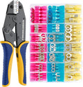 haisstronica Crimping Tool for Heat Shrink Connectors HS-8327 with 280PCS Marine Grade Heat Shrink Wire Connectors,Tinned Red Copper AWG 22-10 Electrical Ring Fork Spade Splice(3Colors/21Size)