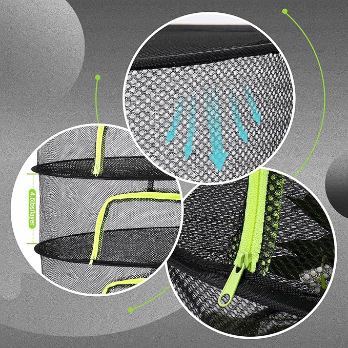 LUKETURE 6-Layer Herb Drying Rack Hanging Mesh Net,Windproof Drying Rack w/U-Zipper Design & Hook - Foldable & Collapsible for Plants, Herbs, Flowers, Fish, Clothes | Save Space | Natural Drying