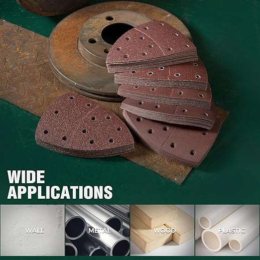 S SATC 60 PCS Mouse Sander Sandpaper 11 Holes Detail Sander Sandpaper Palm Sander Paper Hook and Loop Sander Pads Triangular Sanding Sheets Assorted 40/60/80/120/180/240 Grit