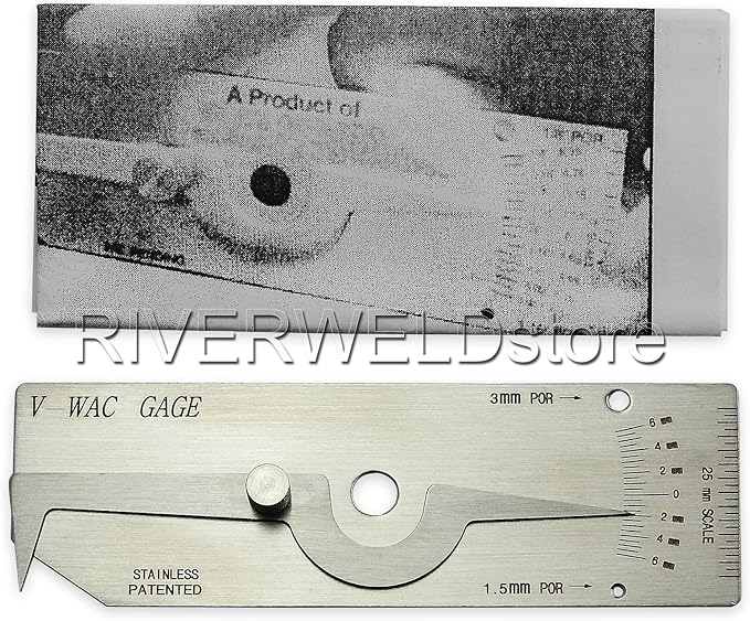 RIVERWELD V-WAC Single Weld Gage Welding Inspection Thread Gauge Metric Stainless Steel Checks Undercut Crown Height Porosity Pits