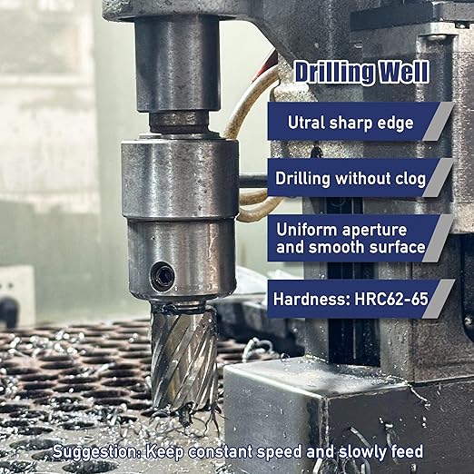 Pro Edge 11pcs Annular Cutter Set, 1" Cutting Depth, 7/16" to 1-1/16" Cutting Diameter, M2 Mag Drill Bits for Magnetic Drill Press with 2 Pilot Pin & 1 Hex Wrench, for Steel, Aluminum, Copper