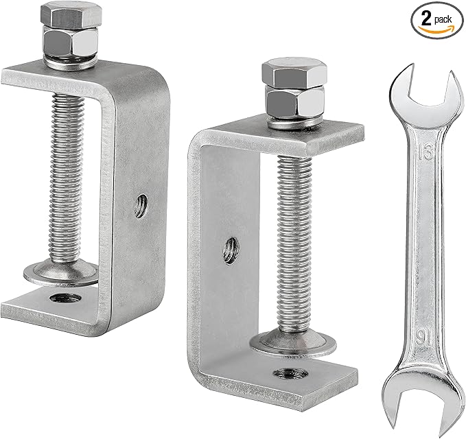 304 Stainless Steel C Clamp,2 1/2 Inch Tiger Clamp Woodworking Clamp Heavy Duty C Clamps for Woodworking, Welding and Construction,Features Stable Wide Jaws and Protective Pads(2 Pcs)