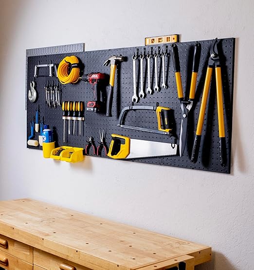WallPeg Pegboard Kit - 3 ea. 24"x16" Black Peg Boards Panels - Made in USA