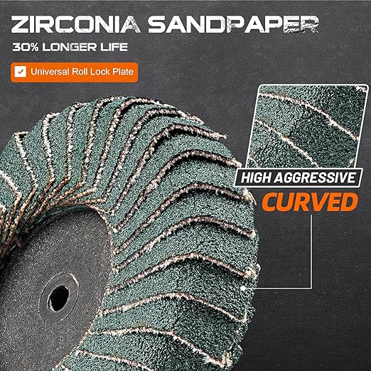 10PCS 120 Grit Curved Flap Disc 2 Inch Roll Lock Quick Change Sanding Discs 1pcs 1/4" Holder Surface Grinding Disc for Die Grinder Metal Surface Grind Burr Finish Weld Rust Paint Removal