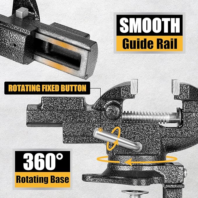 Dual-Purpose Combined Bench Vise, 3.3 Inch Table Vise, Universal Rotate 360° Work Clamp-On Vise,Table Vice With Quick Adjustment for Woodworking, Drilling, Sawing, Metal Working and DIY