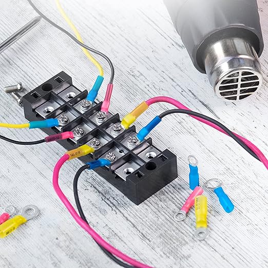 Wirefy 150 PCS Heat Shrink Ring Terminals #6 - a Resistant Ring Connectors - Eyelet Wire Connectors - Red 22-16 AWG