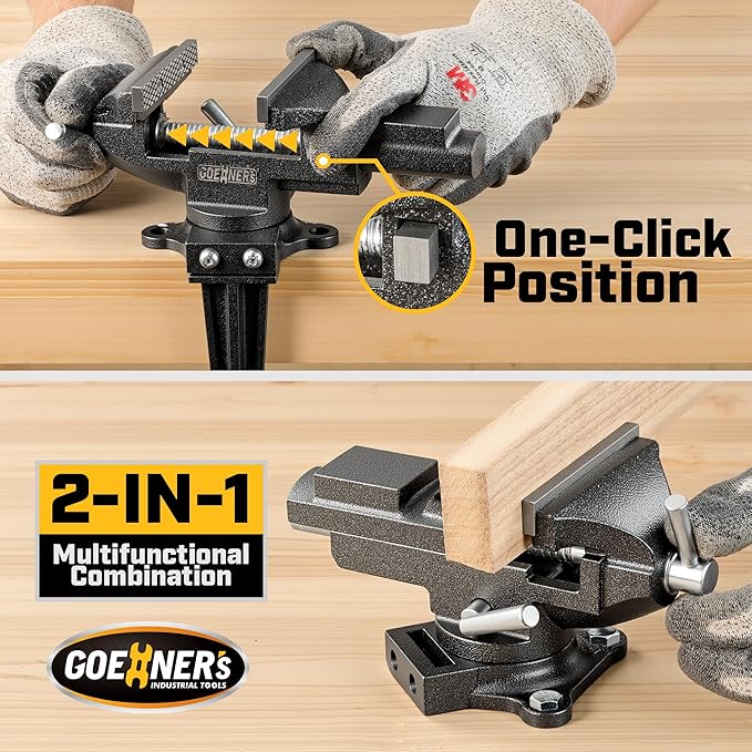 [Upgraded Version] Multi-Purpose Bench Vise 3.3", Table Vice For Workbench, Universal Clamping Vise With Heavy Duty Cast Iron, Multi-Jaw, Swivel Base, Easy Adjustment for Woodworking (3.3 Inch)