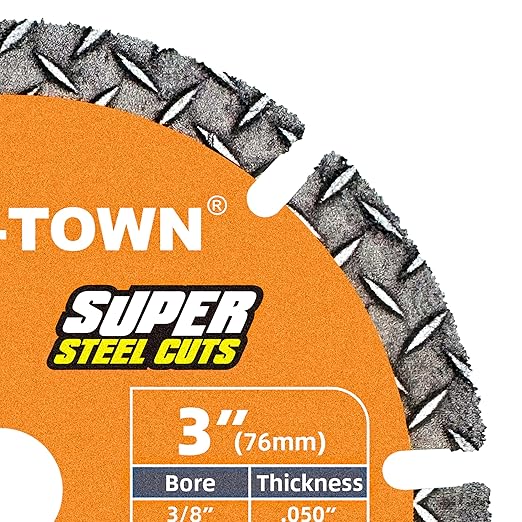 TWIN-TOWN 3" Diamond Cutting Wheel with 3/8" Arbor, Metal Cut Off Wheel, Carbide Cutting Wheel for Angle Grinder, 5000+ Cuts on Rebar, Steel, Iron, and INOX