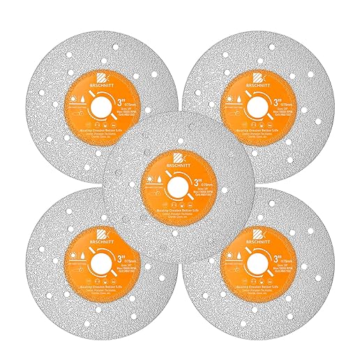 Rock Slab Grinding Disc - 3 inch Glass Cutter Disc (5pcs), Granite Cutting Disc, Diamond Grinder Wheel for Rock Slab, Stone, Tile, Marble, Granite, Glass Diamond Cutting Discs