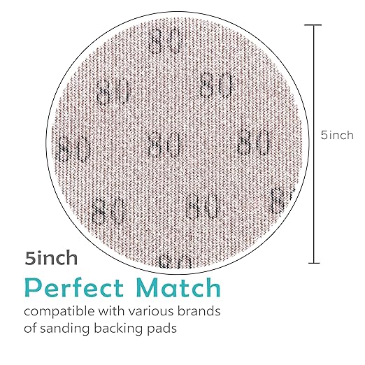 Mesh 5 inch 6 inch Sanding Discs 35PCS Hook and Loop Sanding Discs, Dust-Free, Ideal for Metal, Wood, Composites, Stock Removal, and Fine Finishing (5in, 80 Grit)