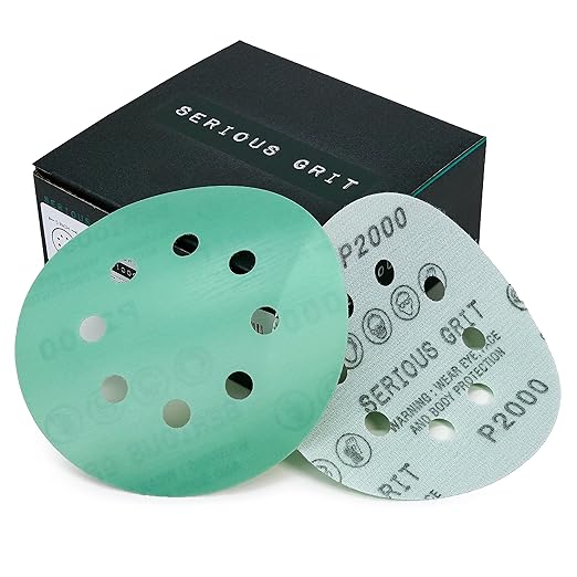Sanding Discs 5 Inch 8 Hole 2000 Grit - Heavy-Duty Hook & Loop Wet Dry Film Sandpaper Discs - Ultra Fine Sand Paper for Random Orbital Sanders - Wood, Automotive, Epoxy, etc - 50 Pack Box