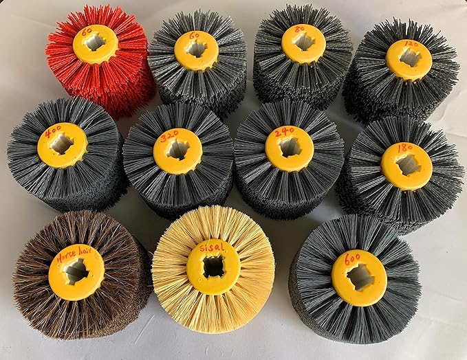 Signi Abrasive Nylon Drawing Wheel Drum Burnishing Brush for Wood polishing 1 Pack (60 Grrit, Red Color Nylon)