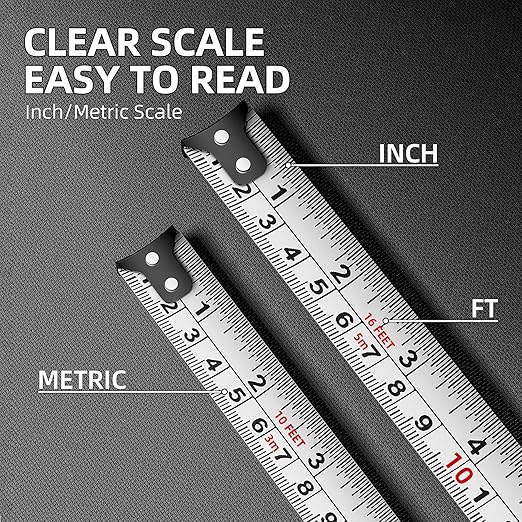 Tape Measure 10FT/3M, Compact Small Measuring Tape, Black and White Faceted Ruler Tape, Easy-to-Read Metric/Inch Measurements for Home, Office, and DIY Crafts Use(10Ft)