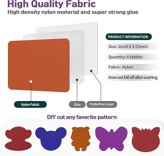 Azobur 6-Pack Nylon Repair Patch Self Adhesive Vinyl Outdoor Camping Gear Repair Kit,Waterproof Fabric Repair Patches for Down Jacket, Tent, Sleeping Bag （Orange）