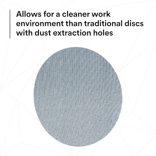 3M Xtract Net Disc 310W, 320+, 6 in, Die 600Z, Pack of 50 Hook and Loop Sanding Discs, Virtually Dust-Free, Value Option for Metal, Wood, Composites, Stock Removal, and Fine Finishing