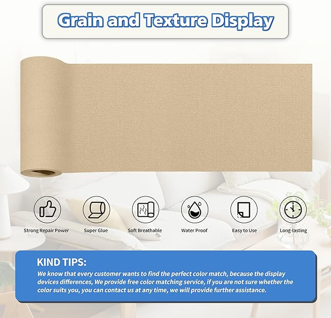 KING MOUNTAIN Canvas Repair Tape,Outdoor Gear Patch, 4×63 Inches,Waterproof,Self-Adhesive for Repairing Boat Covers,Sun Shades,Sofas,Tents,Lounge Chairs,Awnings (Khaki)