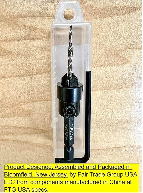 FTG USA Countersink Drill Bit for Wood with Tapered Drill Bit #4 (7/64")