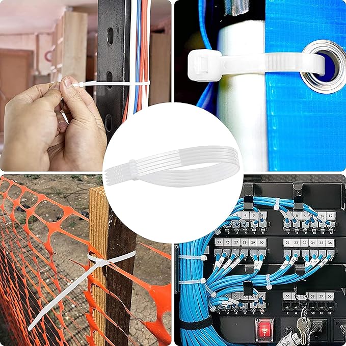 Bolt Dropper 1000-Piece Set Zip Cable Ties - 12-Inch Heavy Duty Self-Locking Nylon Wire Ties - 40 lbs Tensile Strength for Indoor or Outdoor Use - Durable, UV and Temperature Resistant White Zip Ties