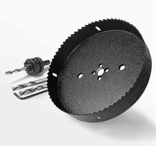 7-1/4 Inch Hole Saw with 1/2" Hex Shank Quick Change Arbor, JTemgle Bi-Metal Hole Saw Heavy Duty Hole Cutting Tool for Cornhole Boards, Recessed Lights, Wood, Plastic, Drywall & Soft Metal