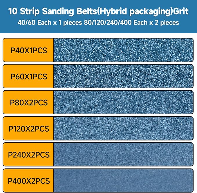 10-Piece 1 x 30 Inch 40-400 Grit Zirconia Sanding Belts, Heavy Duty Long-lasting Sanding Bands for Belt Sander, Rust Paint Removal, Wood Metal Grinding and Finishing