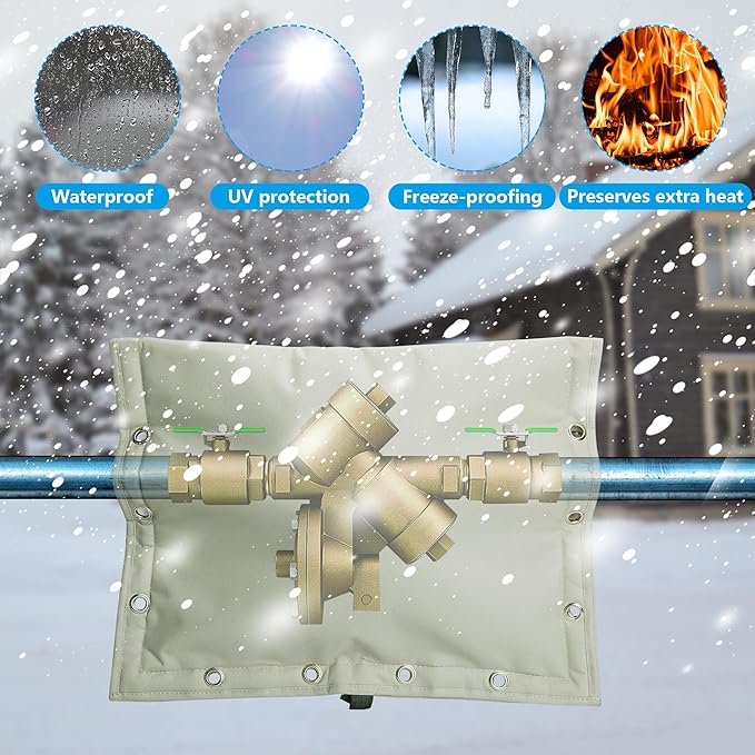30 x 24 Inch Backflow Preventer Insulation Cover- 3 Way Opening Winter Pipe Insulation Sprinkler Valve Cover (5°F)- Waterproof Water Well Pump Covers for Outside Freeze Protection