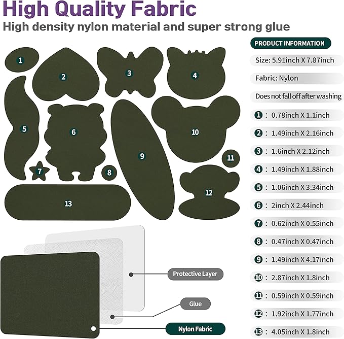 Azobur Nylon Repair Patches Self Adhesive Vinyl Outdoor Camping Gear Repair Kit,Waterproof Fabric Repair Patches for Down Jacket, Tent, Sleeping Bag (15x20cm）