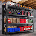 79” W Garage Shelving Heavy Duty, 7000LBS Metal Storage Shelves, 4 Tier Storage Rack Shelf, Steel Industrial Shelving, Adjustable Standing Shelf for Basement/Warehouse 79" W x 24" D x 79" H, Black