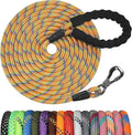 NTR 15FT Long Dog Leash, Check Cord with Swivel Lockable Hook and Comfortable Padded Handle for Dog Leash for Small Medium and Large Dogs Walking Training Hiking Camping Playing Orange Color