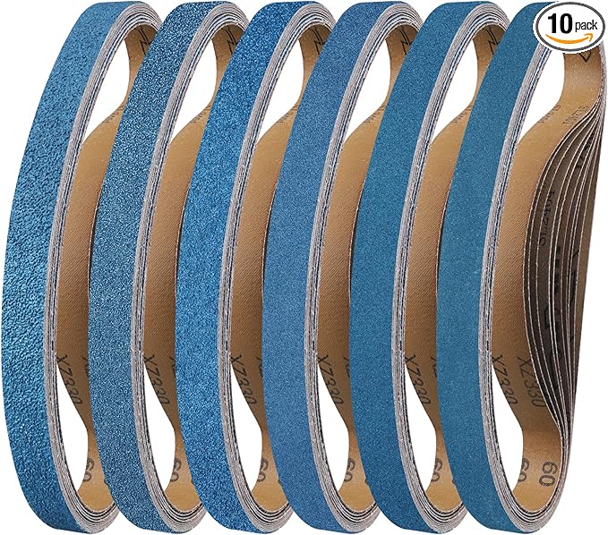 10-Piece 1 x 30 Inch 40-400 Grit Zirconia Sanding Belts, Heavy Duty Long-lasting Sanding Bands for Belt Sander, Rust Paint Removal, Wood Metal Grinding and Finishing