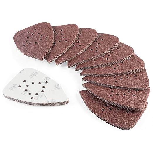 S SATC Mouse Sander Sandpaper 50PCS Mouse Sanding Pads 12 Holes Hook and Loop Sandpaper 60 Grit Detail Palm Sand Paper