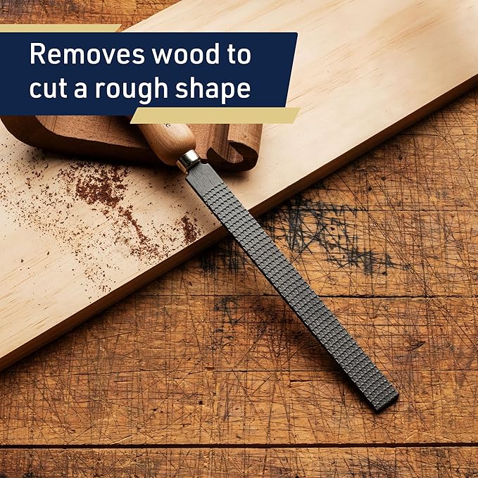 8” Flat File Tool - High Quality Steel Flat Metal File Woodworking Rasp with 4” Beech Wood Handle - Durable and Long-Lasting Wood Rasps for Woodworking to Level or Bevel Corners by Kings County Tools