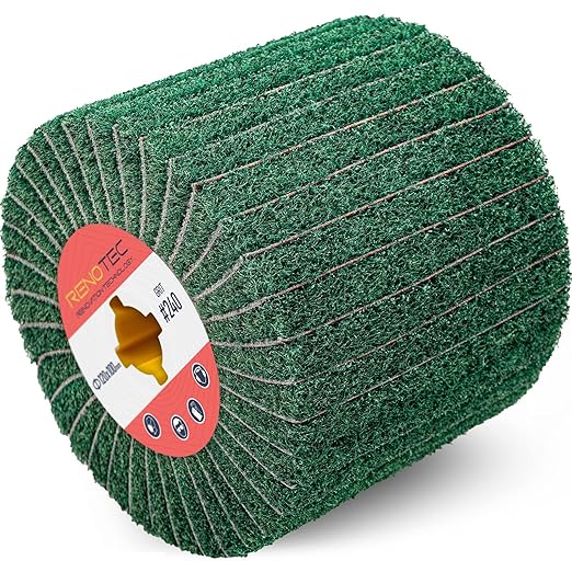 120x100mm Non-Woven Abrasive Flap Wire Drawing Polishing Burnishing Wheel for The Surface Treatment of Metal Products (240 GRIT with Sandpaper)