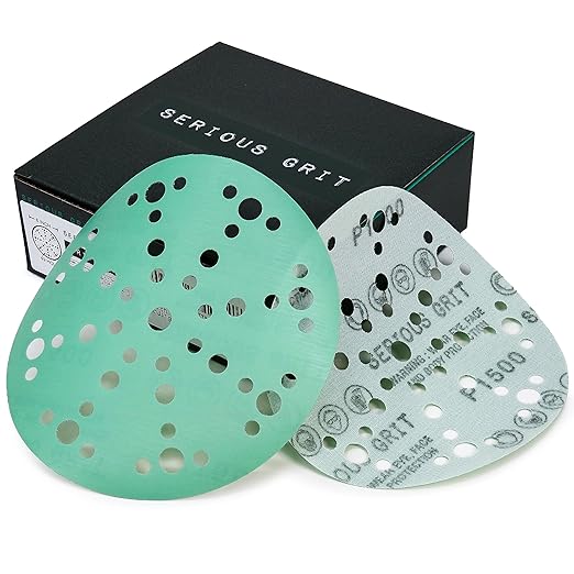 6-Inch 49-Hole 1500 Grit Sanding Discs - Heavy-Duty Hook & Loop Film Discs - Sandpaper for Random Orbital Sanders - 50 Pack Box