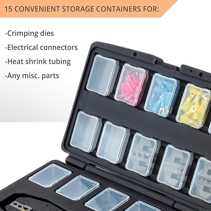 Wirefy Storage Container for 8.7" Crimping Tool and Quick Change Crimping Dies - 15 Slots for Individual Crimping Dies