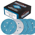 Premium 320 Grit 6" Rhombus Diamond Shape Blue Sanding Discs, 6-Hole, Box of 50 - Hook & Loop Anti-Clogging J-Cloth Dustless Sandpaper for Random Orbital Sanders, Sand Auto Paint, Wood