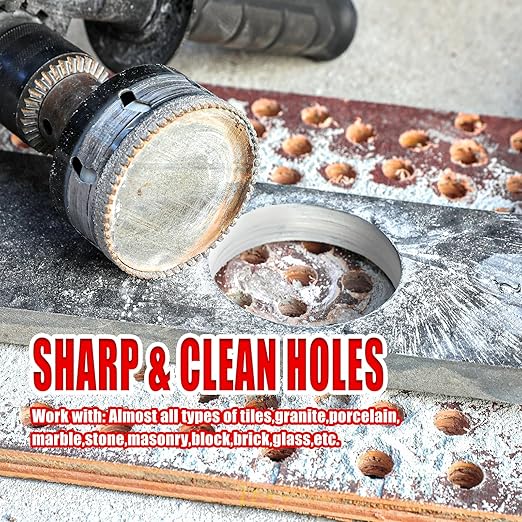 3-1/4 Inch Diamond Hole Saw with Pilot Drill Bit, 3-1/4" Serrated Brazing Tile Hole Saw Diamond Core Drill Bits with Guiding Bit for Ceramic Porcelain Tile Glass Stone Granite Marble