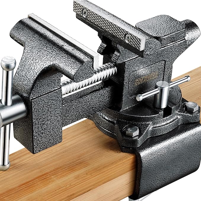[Upgraded] Bench Vise 4-1/2" Jaw Width with 4.3" Jaw Opening, Table Vice For Workbench, Universal Swivel Vise With Heavy Duty Cast Iron, Easy Adjustment for Woodworking, Workshop DIY Uses