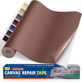 Self-Adhesive Canvas Repair Tape, 16" x 40" Waterproof Canvas Repair Patch, Fabric Patch Repairs Kit for Furniture, Tents, Sunbrellas, Boat Covers Awnings, Couches, Clothes, Bags Dark Brown