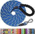 NTR 20FT Dog Leash, Blue Check Cord with Swivel Lockable Hook and Comfortable Padded Handle for Pink Leash for Small Medium and Large Dogs Walking Training Hiking Camping Playing