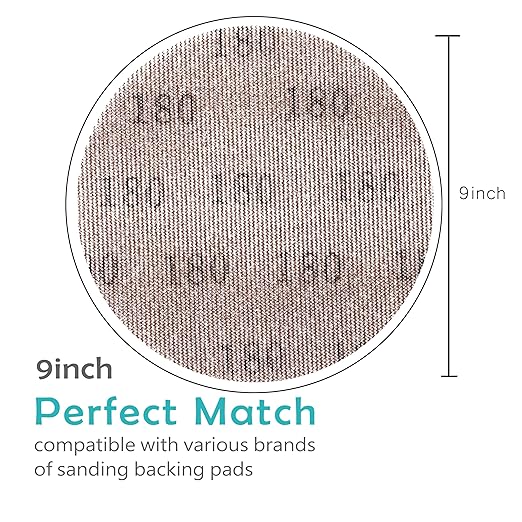 Mesh Drywall 9 Inch Sanding Disc 180 Grit 25PCS, Sand Screen 9in Sandpaper Net Dust Free Hook and Loops Discs | Compatible with Radius 360 Drywall Sander | Ideal for Drywall, Floor, Putty Use