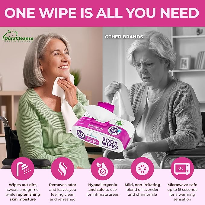 XL Body Wash Wipes for Adults Bathing No Rinse & Elderly Incontinence (4pk) - 200 Ct. + 16 Travel Bath Wipes - 9"x12" Disposable Washcloths for Adult Surgery Recovery Supplies & Elder Care Products