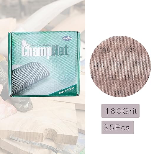 Mesh 5 inch 6 inch Sanding Discs 35PCS Hook and Loop Sanding Discs, Dust-Free, Ideal for Metal, Wood, Composites, Stock Removal, and Fine Finishing (6in, 180 Grit)