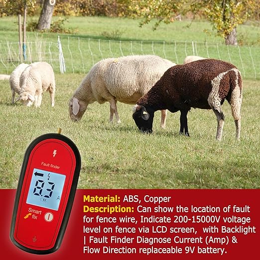 Electric Fence Voltage Tester, Handheld Fence Fault Finder Fence Tester for Farms, Digital Display High Voltage 200-15000V Gardening Tools