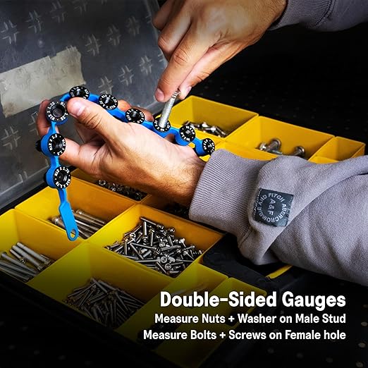 SST - Identibolt Flex - Portable Nut and Bolt Male and Female Thread Gauge Checker - Imperial SAE and Metric Threads - Measure & Mount Almost Anywhere - Double-Sided Gauges - Made in USA