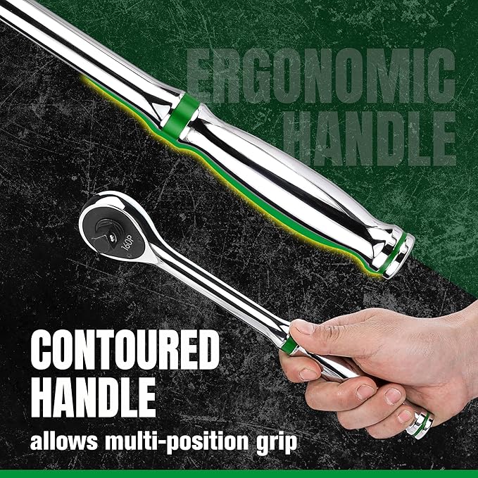 SK 1/2" Drive Ratchet Handle, 160-Position 2 Pawl Ratchet, Premium CR-V Construction, with Contoured Handle